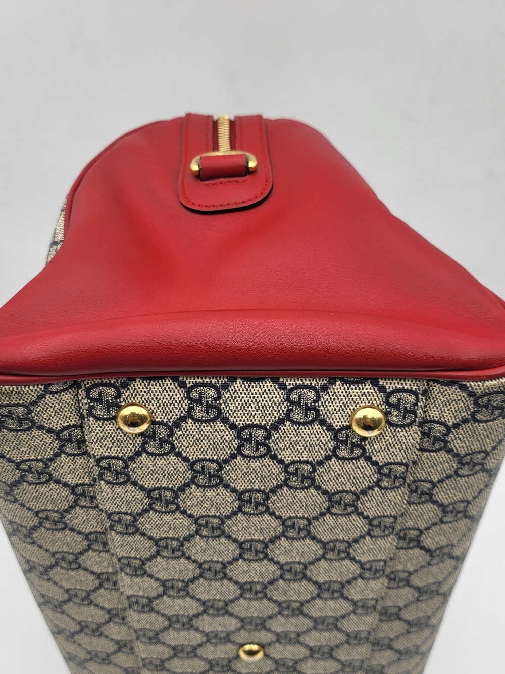 GUCCI GG Supreme Monogram Boston 35 Beige Blue Hibiscus Red..Authentic w/COA. - Picture 9 of 16